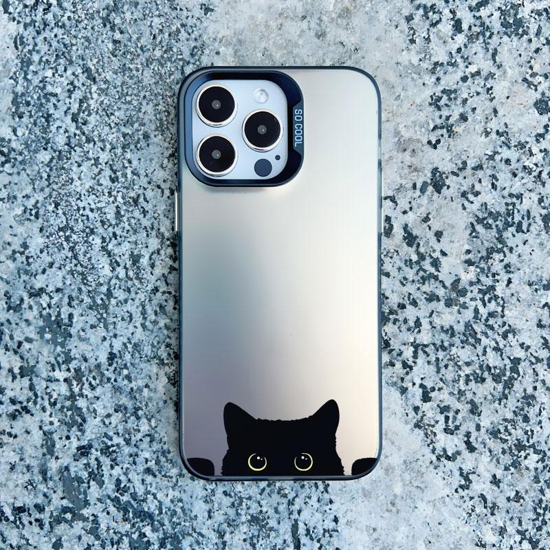 Black Personality Cool Cat Shockproof Phone Case For iPhone 12 11 Pro Max 15 14 13 Pro Max 13 Mini 15 14 Plus Laser Back Covers