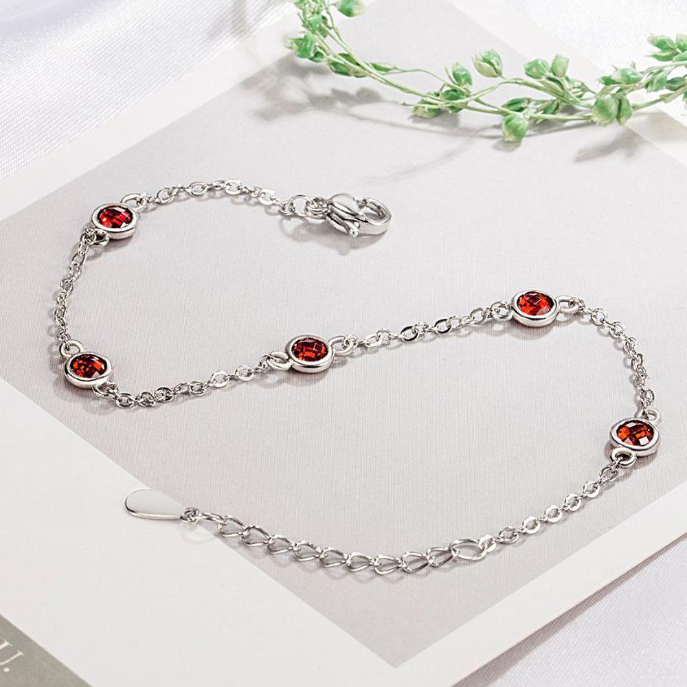 925 Sterling Silver Simple Stylish Colorful Geometric Crystal Zircon Bracelet Birthday Party Anniversary Gift