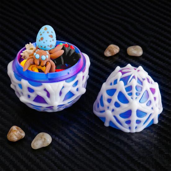1 Set Spinneneierkapsel mit 10 Fidget-Spinnenspielzeug 3D-gedrucktes Modell mit beweglichen Gelenken Mini-Gelenkspinnenmodell Halloween-Party-Dekoration Geschenk