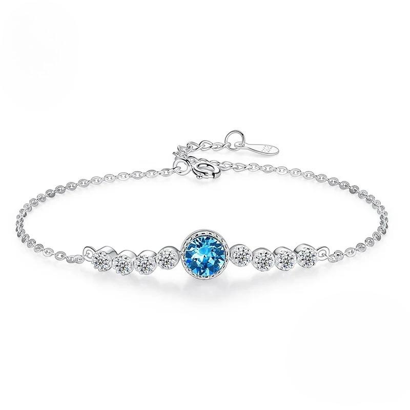 Sterling Silver Bracelet for Women Elegant Classic Austrian Crystal Wedding Party Jewelry