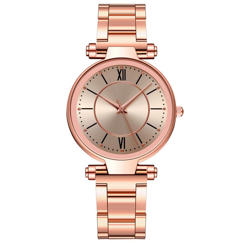 Luxury Rose Gold Stainless Steel Watches Female Classic Round Dial Quartz Watch Women Business Wristwatches Wrist Jewelry Reloj