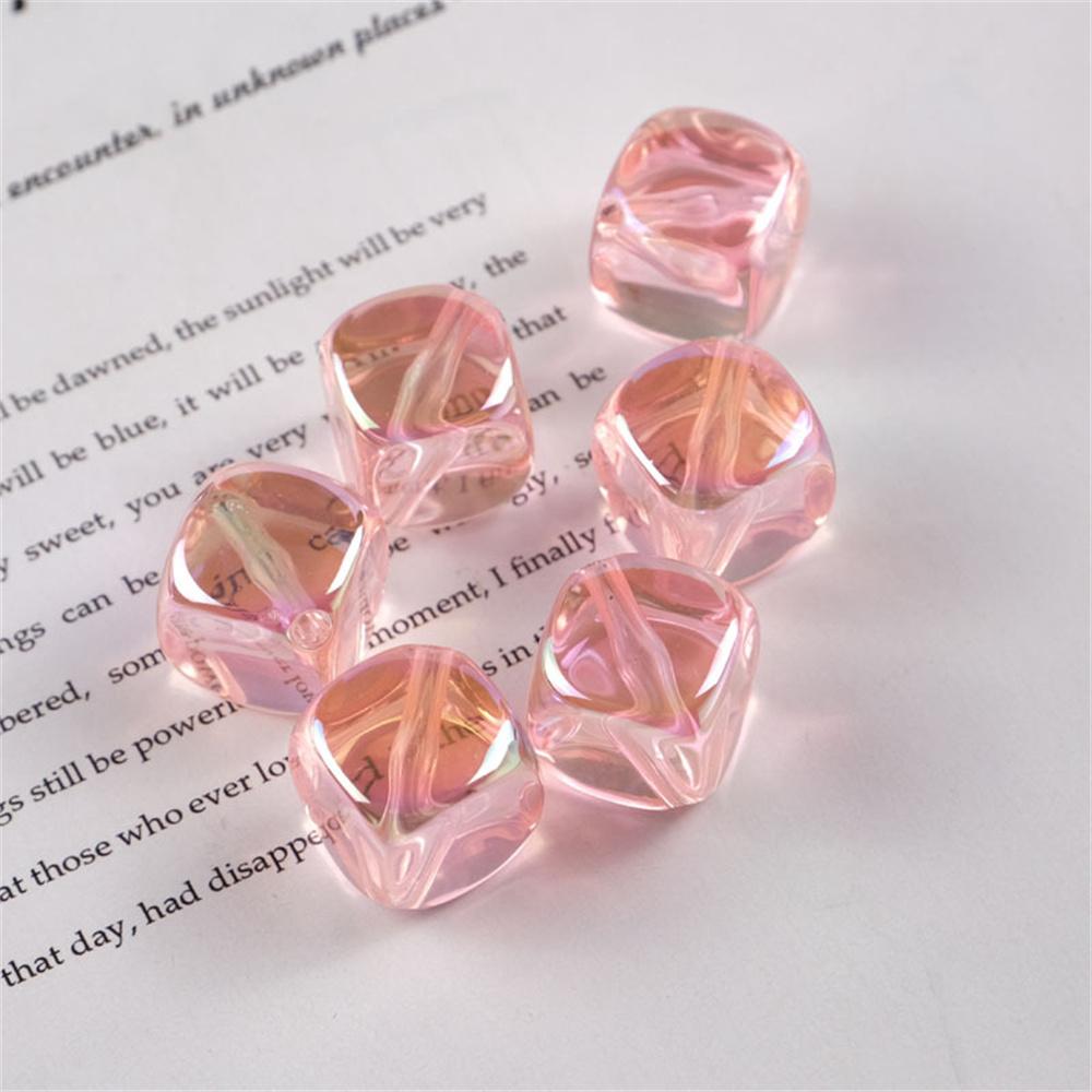 CH39 New Ice Cube Translucent Square Bead Diagonal Hole Candy-colored Exquisite Beaded Acrylic Jewelry Material Accessories
