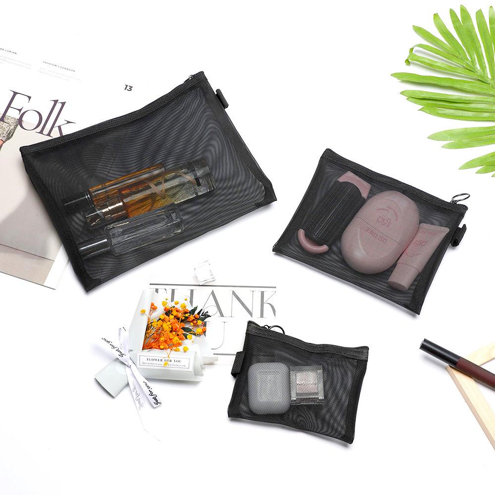 Large Capacity Portable Transparent Mesh Tote Bag Simple Carry-On Cosmetics Toiletry Bag Small Portable Promotional Gift