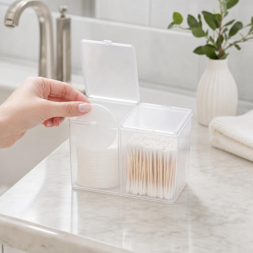 1pc Nail Storage Box Double Grille Dust Proof Belt Cover Cotton Sheet Napkin Storage Box Nail Accessories Finishing