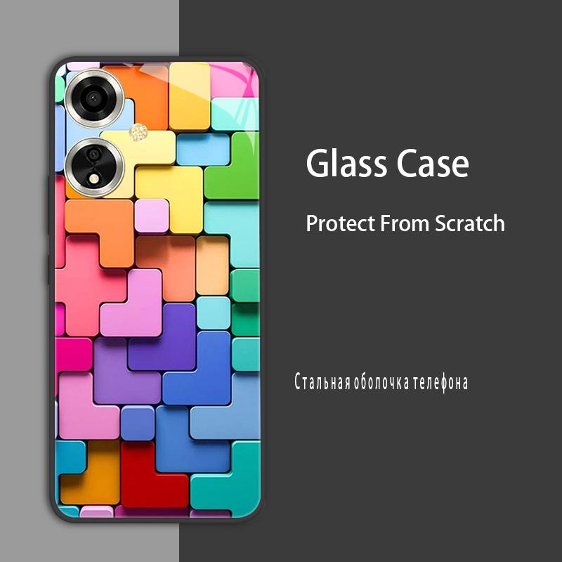 

Для OPPO A79 5G A78 A58 A18 A38 4G Чехол Крышка Чехол из закаленного стекла Жесткий Бампер Coque Для OPPO A98 A78 5G A17 A15K 4G Защитный чехол For OPPO A79 5G