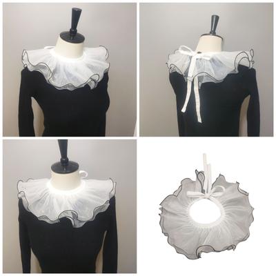 Cuello Falso Ajustable Decorativo Medias Camisas Blusa Cuello Femenino Volante Ribete Organza Chal Envolvente Vestidos Cuello Falso