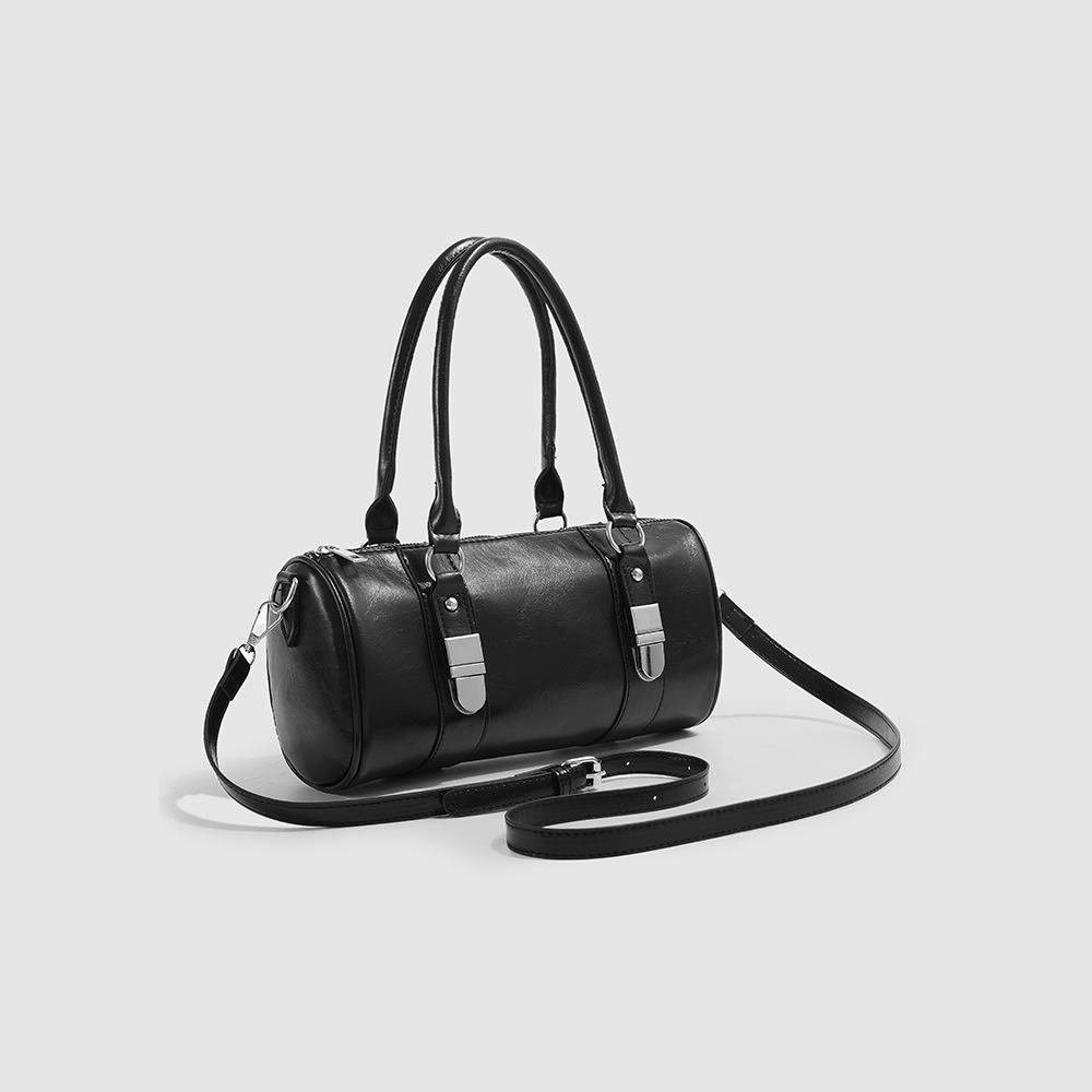 2025 New Lock Clasp Baguette Bag, Vintage Handheld Boston Bowling Bag, Commuting Cylinder Bag, Single Shoulder Crossbody Bag