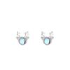 Korean-Style 2025 Reindeer Antler Stud Earrings with Moonlight Stone - Christmas Gift for Women & Students