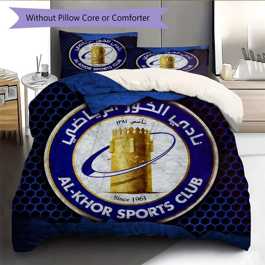 Al‑Khor Sports Club Pattern Bedding Quilt Set Home Decoration Gift (1 * duvet cover + 2 * pillowcase without core)