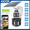 AIOOK WIFI 4G Solar CCTV Camera Outdoor HD 8MP 4K Home Wireless Connection Mobile Phone Dual Screen Viewing Color Night Vision AI Automatic Tracking