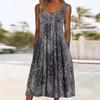 Retro Print Sleeveless Summer Dress with Pockets - Loose Fit Holiday Style