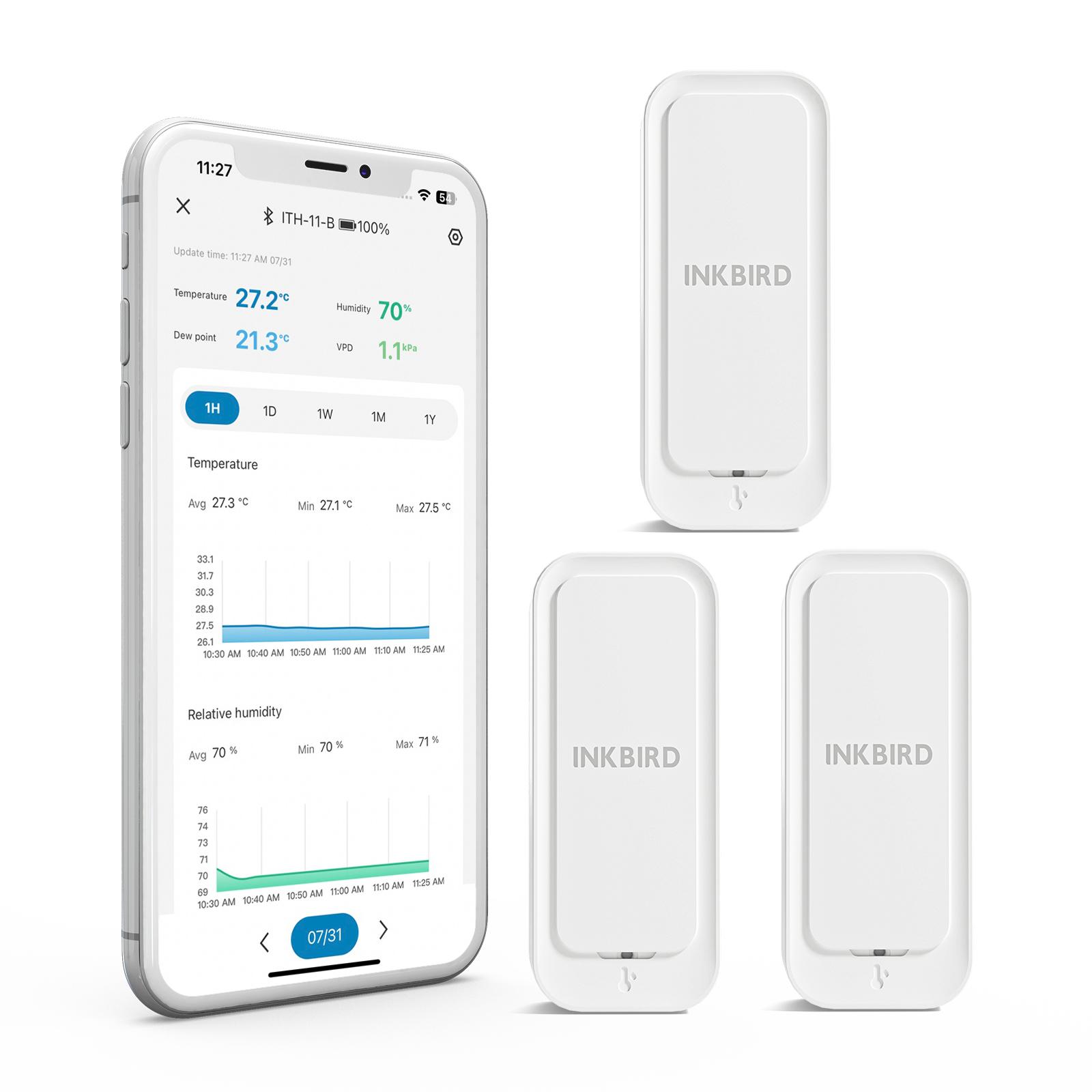 INKBIRD ITH-11-B Bluetooth Thermo-hygrometer, IP65 Temperature