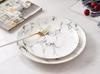 1 set European 8inch+10inch American style Gilt edged marble Dinner Golden Plate Steak Dish Dessert Plates Porcelain Fish Plate