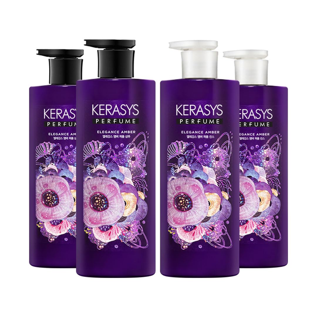 

While stocks last! Set of 4 [KERASYS Official] 600ml Perfume Shampoo & Conditioner Kerasys Korea Perfume Damage Care Hair Care Elegance Amber