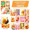 50 Thanksgiving Themed Turkey Pumpkin Idyllic Wall Decorative Cards Postcards