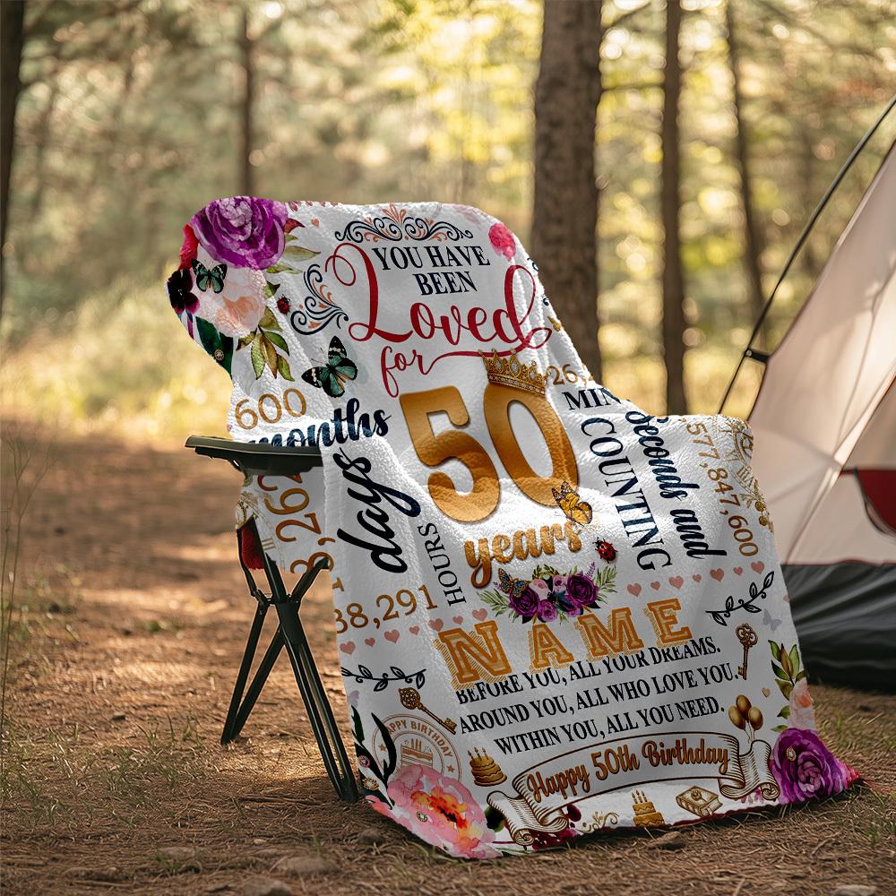 Outdoor Customize Blanket Celebrate Your Milestone With Floral Birthday Wishes Perfect For Travel Camping Picnic Comfortable Soft Lightweight