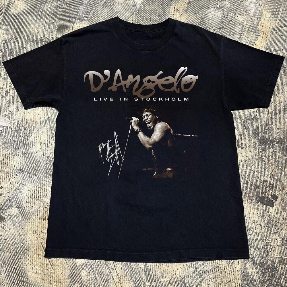 

D Angelo Live In Stockholm Футболка Черная Все Размеры S-5XL AR1473 Унисекс Футболка XL
