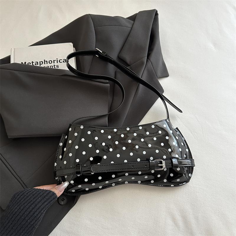 Vintage Polka Dot Color Block Women Fashion Single Shoulder Handheld Underarm Small Square Bag
