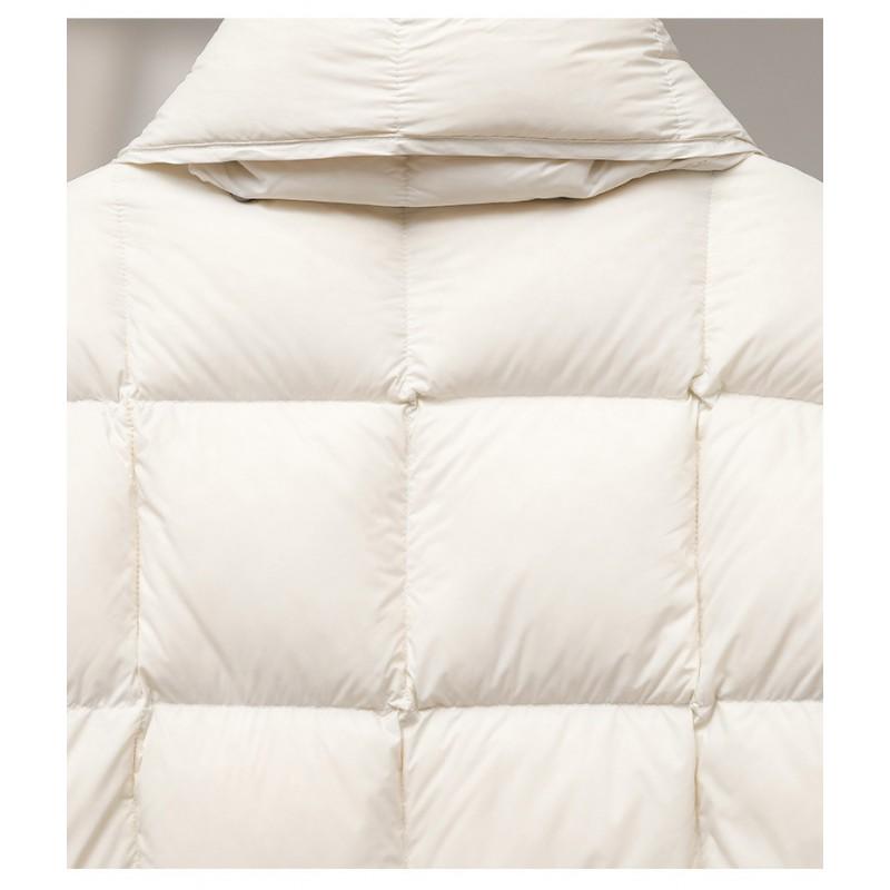 Womens Short Down Jacket With Detachable Scarf 90% White Duck Slim Fit Elegant Office Style Medium Warmth