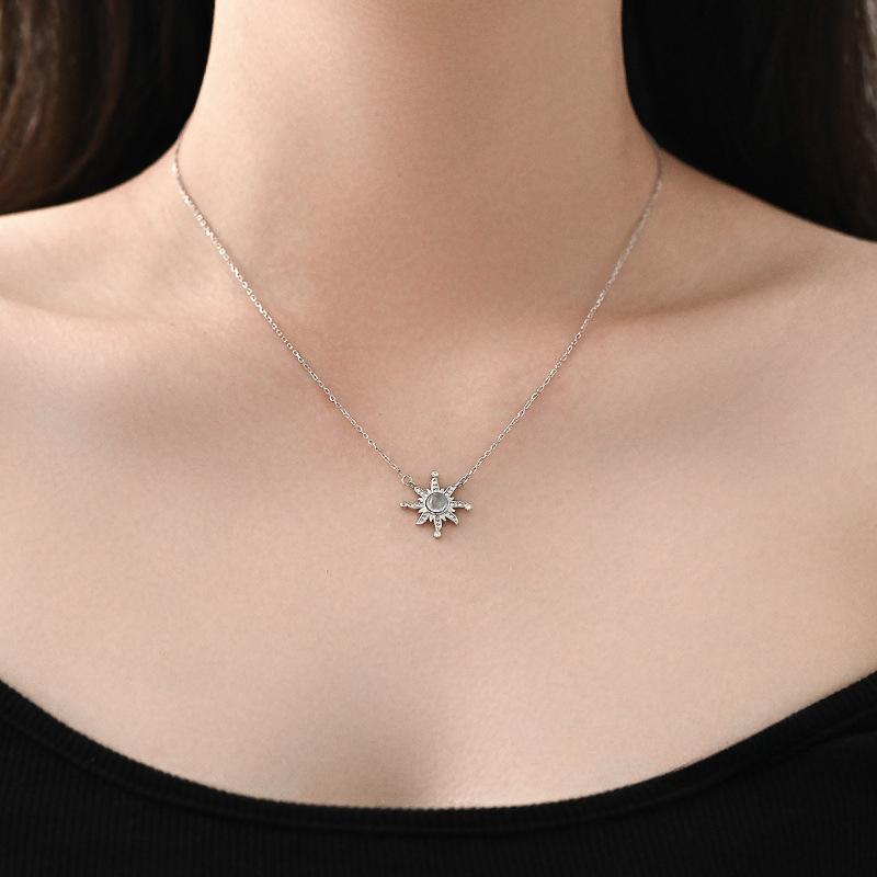 Light Luxury, High-end, Navy Blue Treasure, Sun Necklace, Niche Design, Collarbone Chain, Versatile New Style