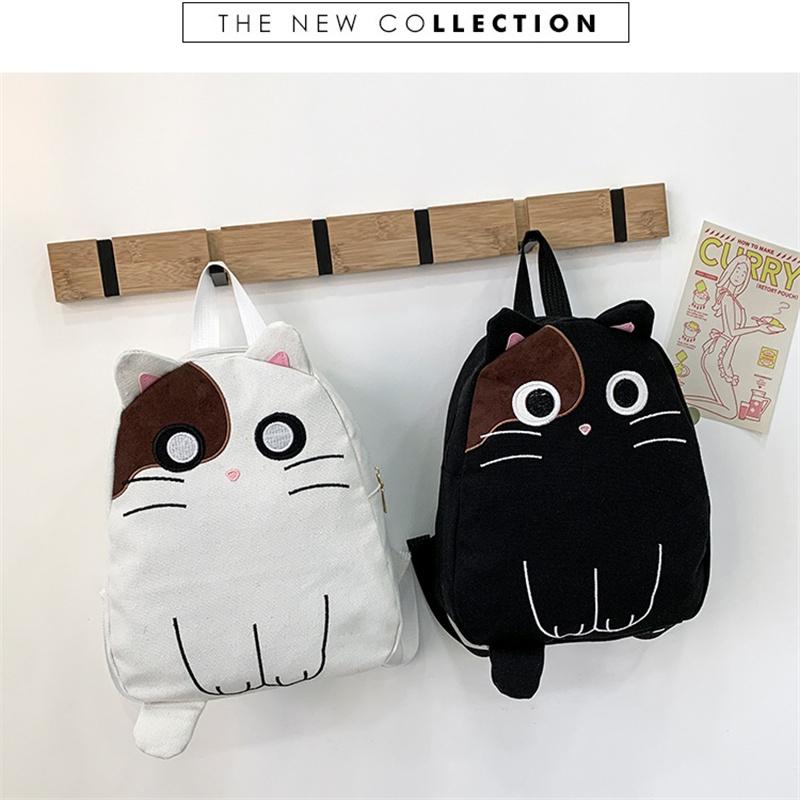New Arrival 20l Canvas Cat Backpack For Girls And Boys Soft And Durable With Lovely Print
