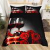 Rose Floral Duvet Cover Queen Twin for Women Girls Couple 3D Red Rose Wine Glass Bedding Set Luxury Botanical Comforter Cover