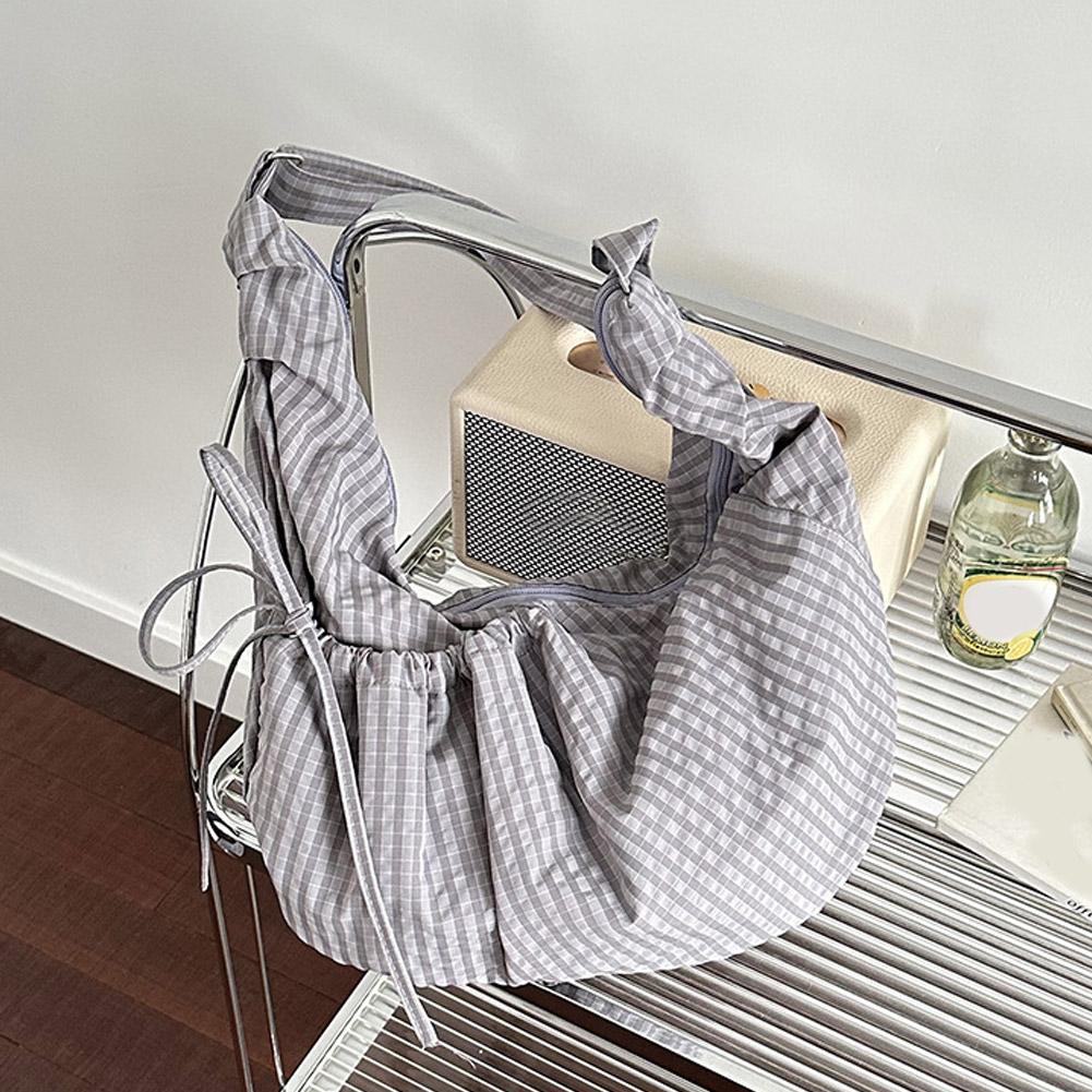 Retro Plaid Crossbody Bag Large Capacity Adjustable Strap Shoulder Bag Casual Daily Dumpling Bag Portable Travel Messenger Bag