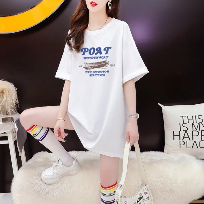 

Лето 2025 новая женская хлопковая футболка с принтом, с коротким рукавом, с чувством дизайна, с рукавом до локтя, свободный студенческий топ, инс тренд S