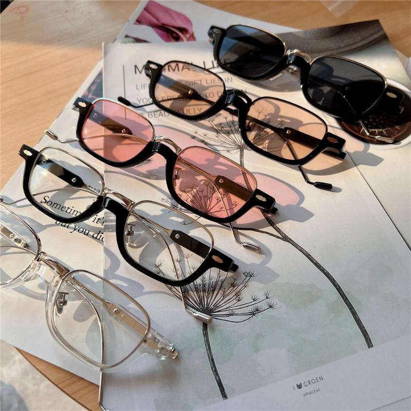 New Oval Sunglasses Women's Metal Mirror Leg Half Frame Sun Glasses Brand Designer Luxury Lady Eyewear UV400