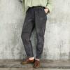 Corduroy Trousers for Women Elastic Waistband, Solid Color Trousers Autumn Spring Women Casual Trousers with Fabric Pockets