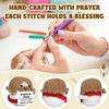 Positive Jesus Häkelpuppe mit Karte Lustige Emotionale Unterstützung Schreibtischornament Handgestrickte Figuren Geschenke Heimdekoration