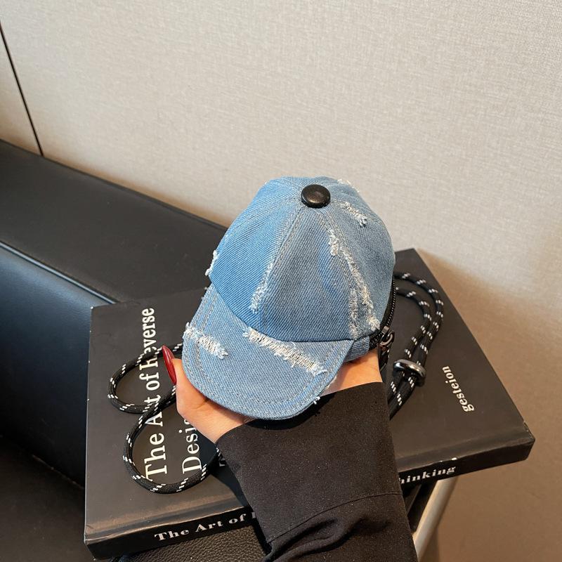 Korean Style Trendy Denim Mini Crossbody Bag with Lanyard and Coin Purse