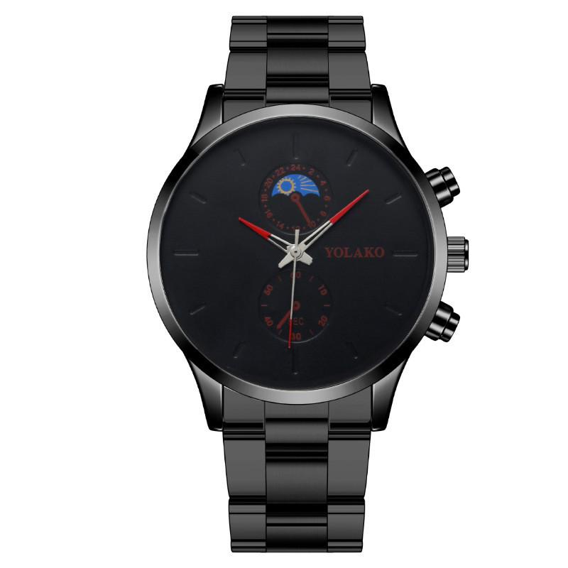 Moon Two Eyes Men Watch With Quartz Movement And Stainless Steel Strap For Fashion Style