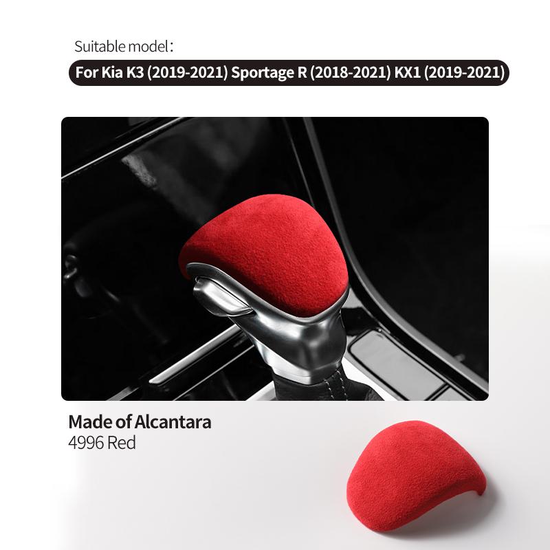 For Kia K3/ Sportage R /KX1 (2018-2021) Made of Alcantara Car Wrap Gear Shift Knob Trim Cover Boot Interior Tuning Accessories