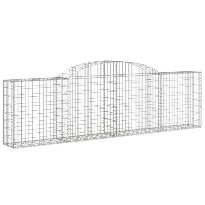 VidaXL Curved Gabion Baskets 4 Pcs 300x30x80/100 Cm Galvanized Iron, Gabion, Gabion Cage, Gabion Wall Basket, Wall 3146505