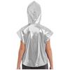 Boys Girls Metallic Hooded Vest Sleeveless Zipper Shiny Hoodie Jazz Dance Stage Performance Vest
