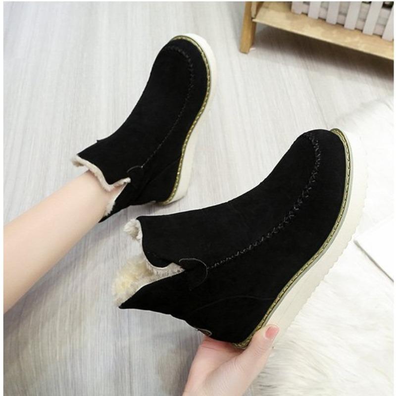 Foreign trade large size women's boots winter new women's thick-soled cotton boots solid color foot cover warm short boots