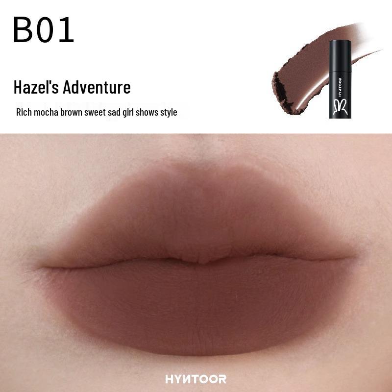 

HYNTOOR Black Rabbit Velvet Matte Lip Glaze - Whitening Nude Pink for Autumn/Winter 3.5g