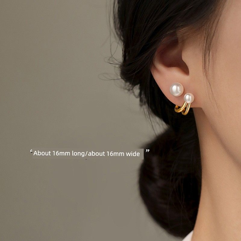 

[Xiangnan] 999 Silver Pearl Earrings Female Special Interest Light Luxury 2025 New Best Selling Elegant Fancy Earrings Earrings 999 silver pearl stud earrings (two price)