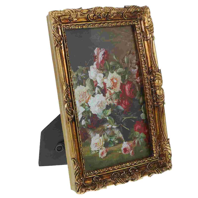 European Style Resin Relief Retro Picture Frame Wall Hanging Desk Decor Vintage Display Photo Holder Home Office