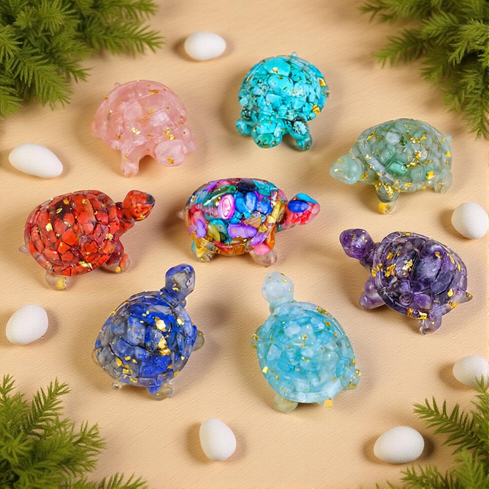 Turtle Natural Crushed Stone Decorative Ornament Crystal Raw Stone Animal Resin Drip Glue Craft Creative Jewelry Accessories