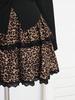 Women's Leopard Print Two-Piece Set: Top with High-Waisted Flare Mini Skirt for Autumn/Winter