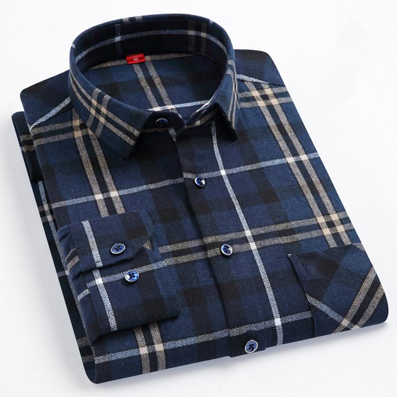 High Quality Men's Autumn New Long Sleeve Shirt Soft Fit British Style Home Leisure 100% Cotton Plaid Stripe Outdoor Travel Tops