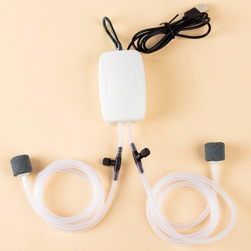 1 Stück USB-Sauerstoffspender Haushalts-Sauerstoffpumpe Mini Leise Doppelbohrung Einstellbarer Sauerstoffspender Für Outdoor-Fischerei Aquarium Sauerstoffspender