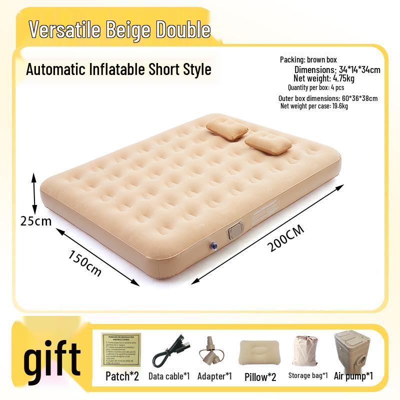 In-Stock Lightweight Inflatable Mat with Built-in Pump for Camping - Wear-Resistant Folding Bed for Lazy Lunch Breaks