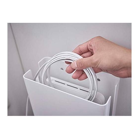 [Bulk purchase set of 2] Yamazaki Jitsugyo (Yamazaki) Stackable router storage case with slim lid, white, approx. W9.7XD20.2XH22.2cm, Smart TV