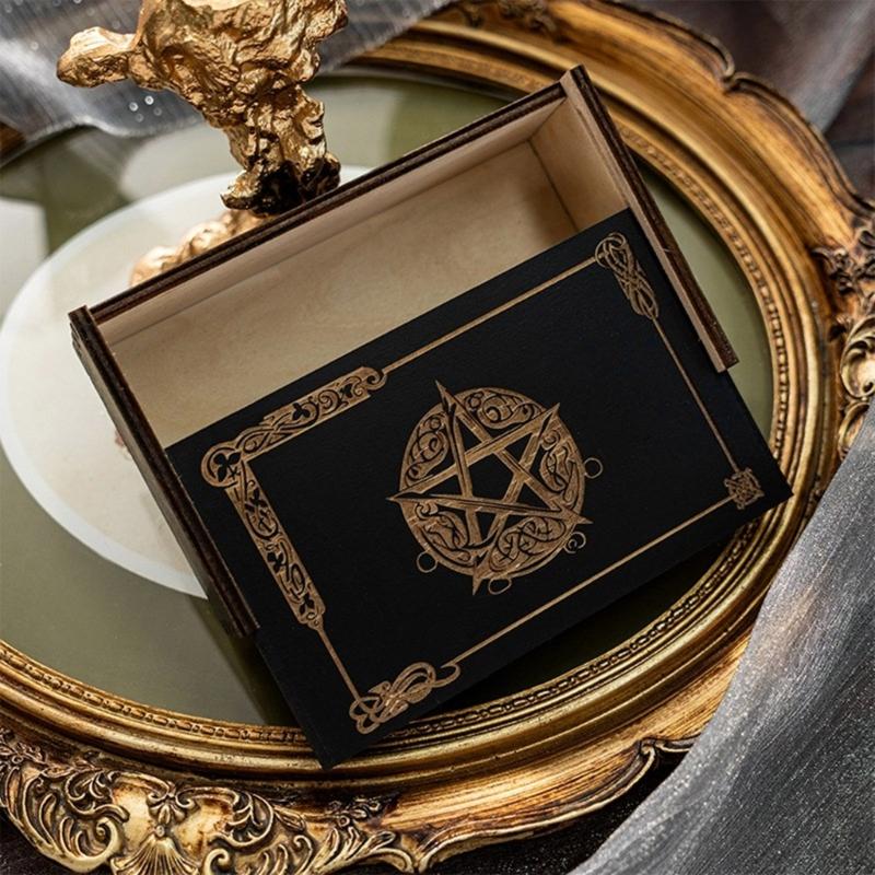 Push Pull Tarot Cards Storage Box Wood Tarot Card Storage Case Portable Card Container Astrologys Trinkets Box Enduring