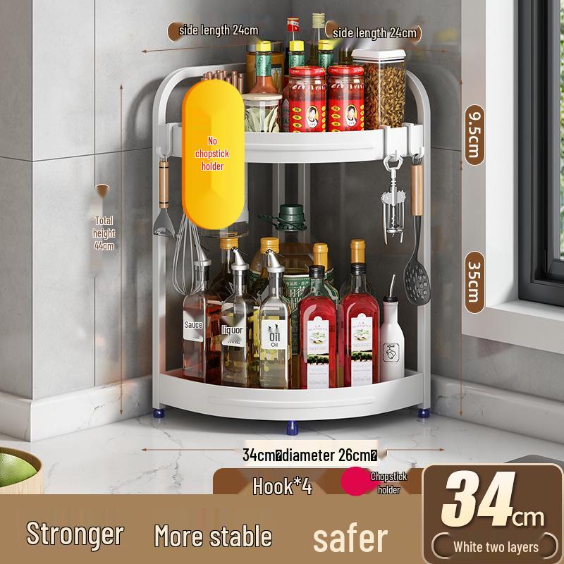 Corner Kitchen Rack: Multi-functional Triangle Knife Holder & Seasoning Jar Storage Organizer.