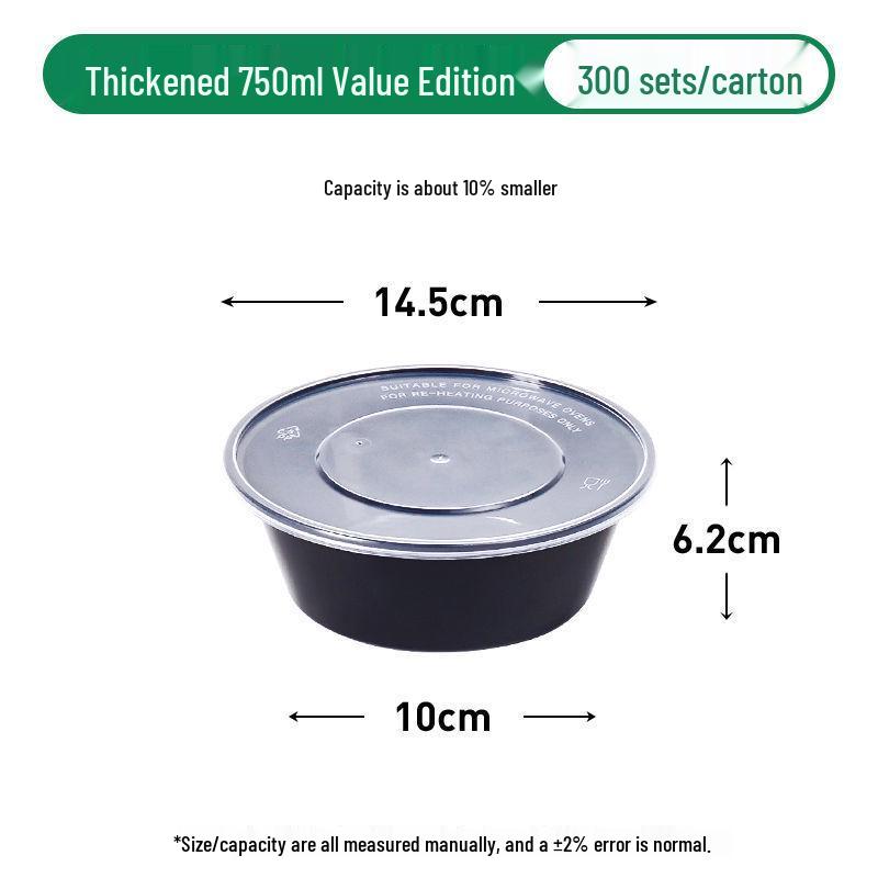 Black Round Disposable Food Containers: Thickened Soup and Fast Food Bowls
