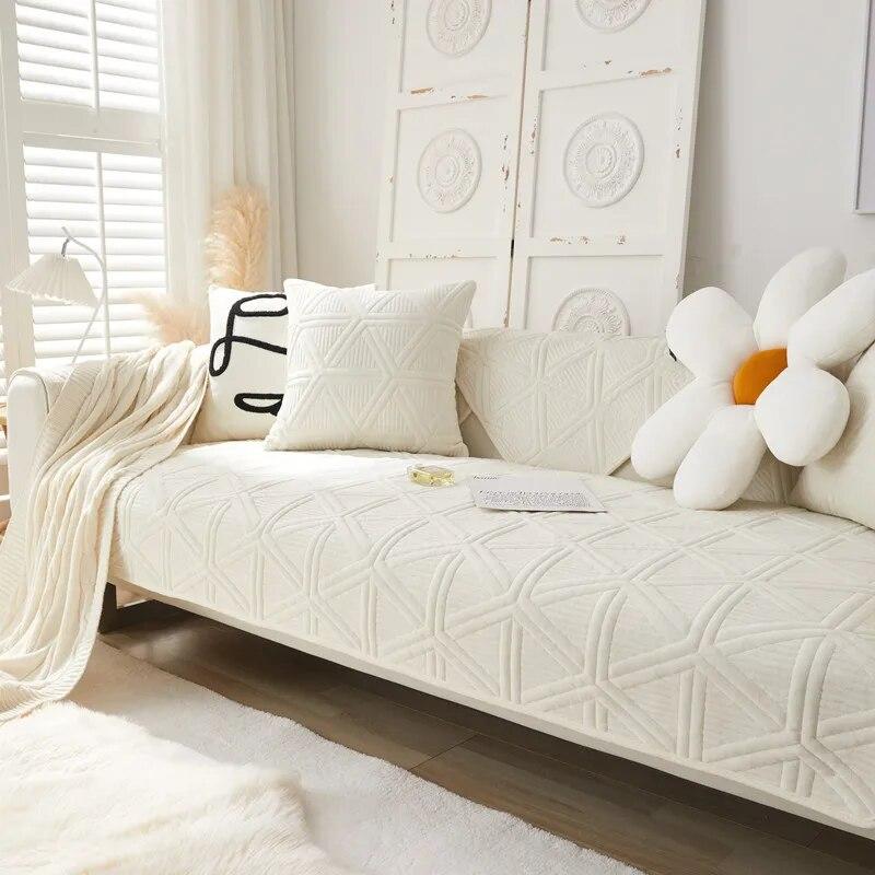 Nordic Solid Color Universal Sofa Cover for Living Room Non-slip Sofa Cushion Couch Towel Thicken Plush Sofa Towel Home Decor